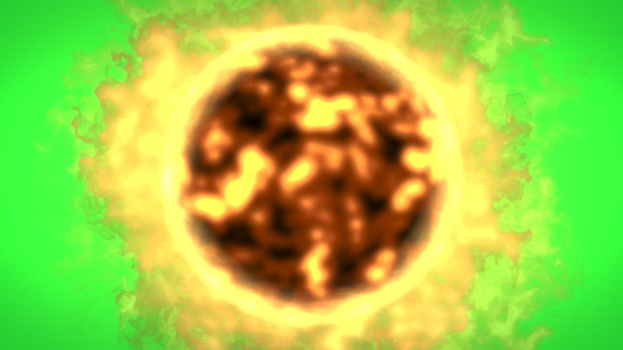 Realistic sun against green chroma background for keying