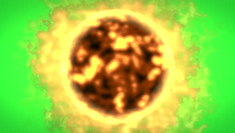 realistic sun against green chroma background for keying