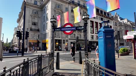 london street scene: underground station and police box