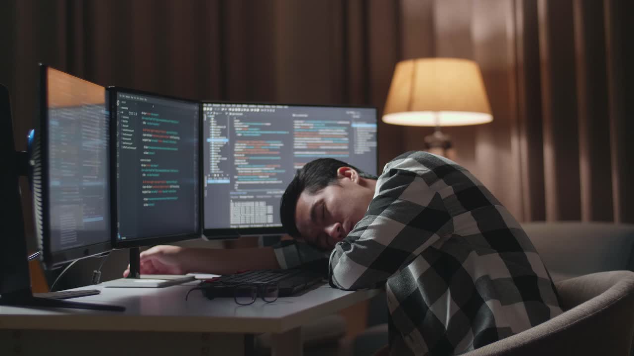 Programmer taking a nap at night during work