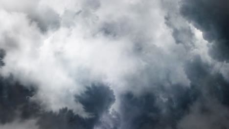 a thunderstorm among the dark clouds and white clouds
