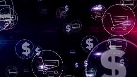 ciclo de símbolos de marketing digital y compras en línea