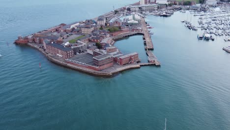 aerial view of the 33 field hospital and haslar marina at gosport, united kingdom