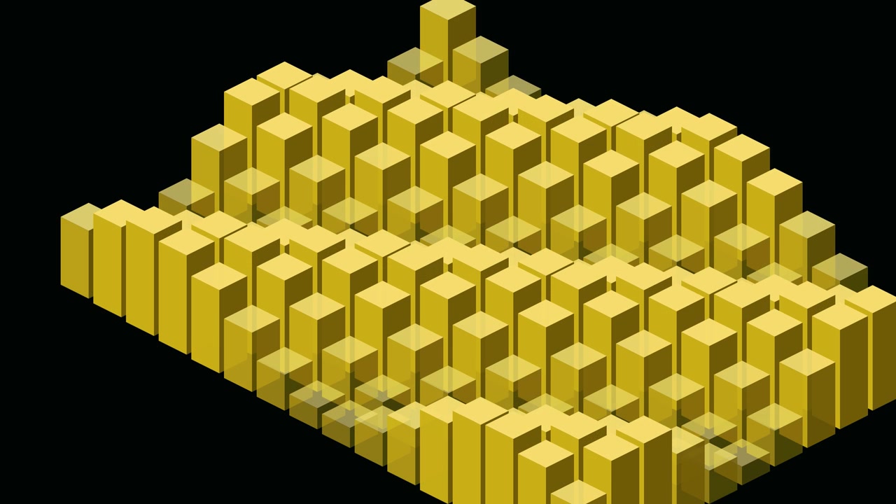Cubi 3D gialli astratti in movimento con motivo a onda