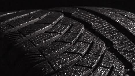 wet tire sparkles with drops