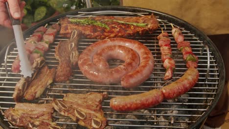 delicious grilled meats on a barbecue