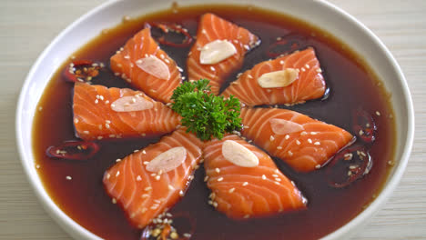 Salmon-marinated-shoyu-or-salmon-pickled-soy-sauce-in-Korean-style