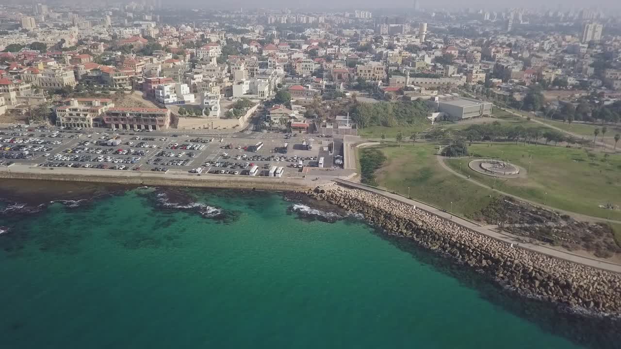 toma aérea del antiguo puerto de jaffa, israel