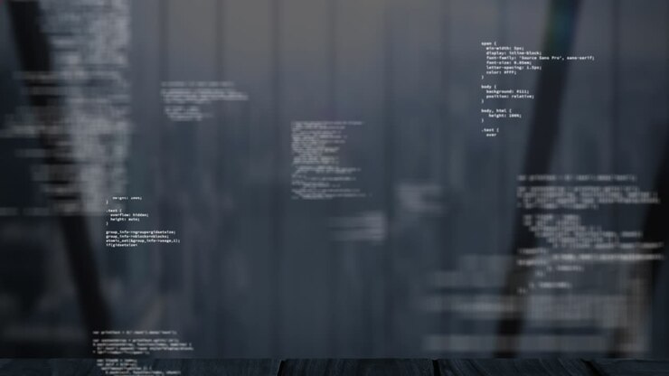 Animation of red mandala pattern and programming language over cityscape in background