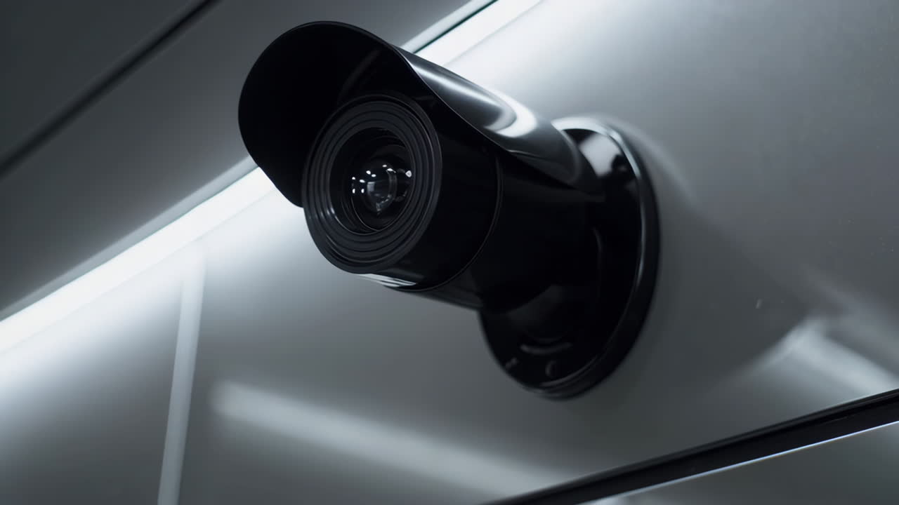Security Camera in Modern Building Corridor