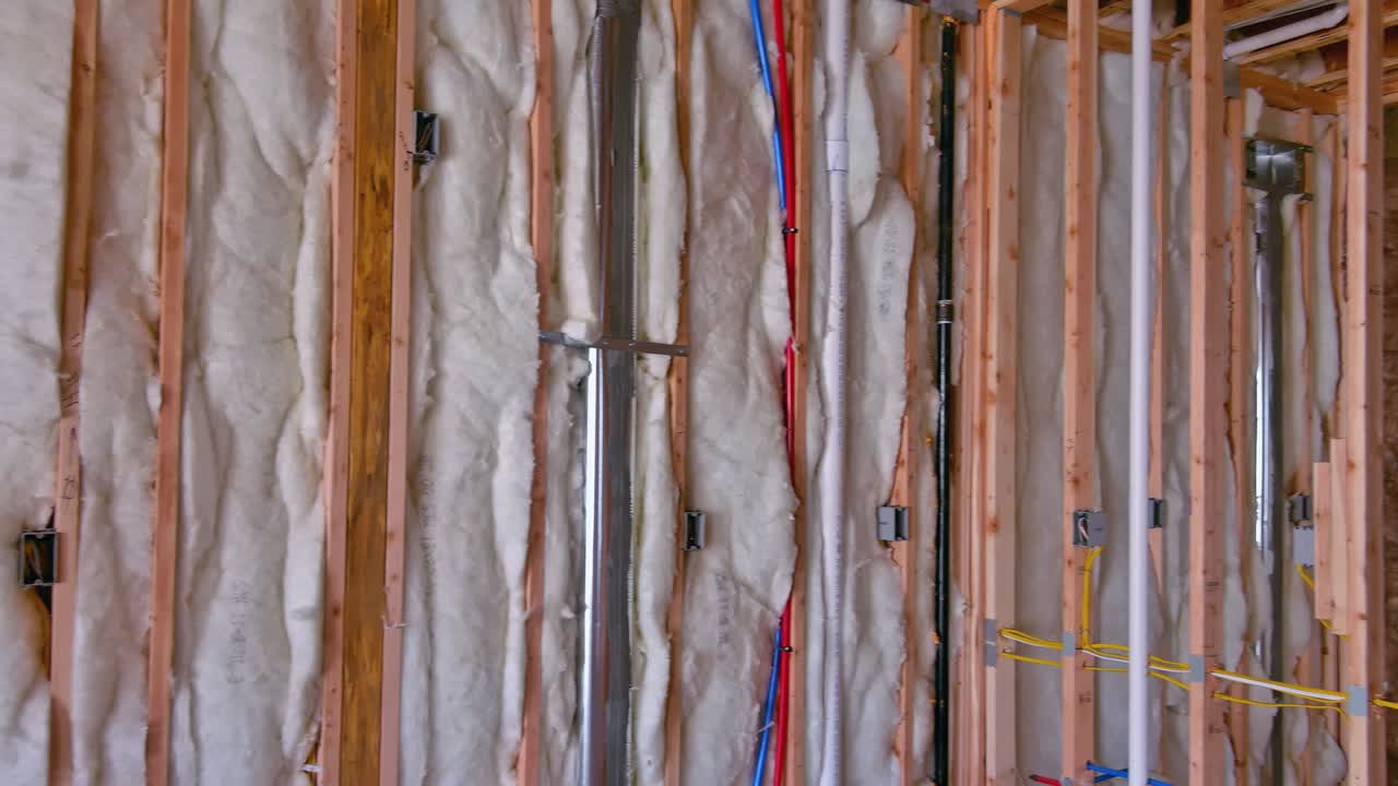 aislamiento de una nueva casa residencial con lana de fibra de vidrio