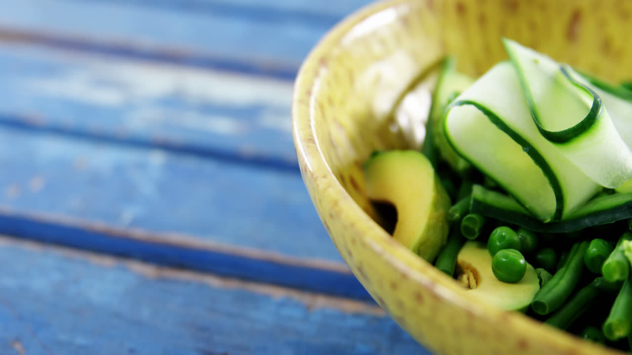 그에 넣은 채소의 클로즈업