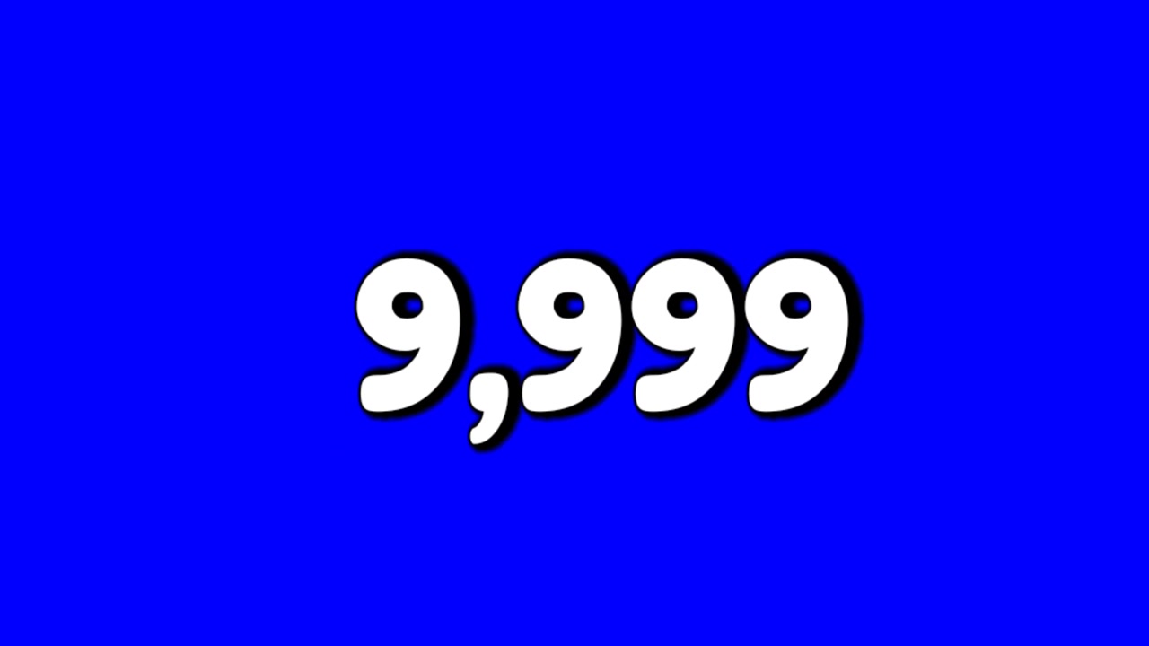 Numero 9.999, simbolo di cartellino del prezzo, effetti fumo, animazione, grafica in movimento, cartone animato su sfondo a schermo blu per elementi video.