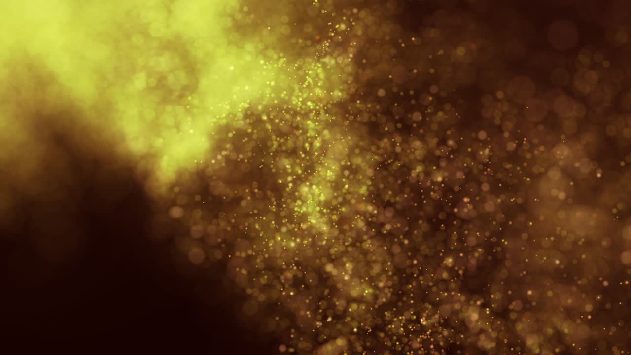 Elegant, detailed, and golden particles flow with shallow depth of field