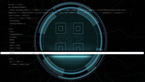 Animation of digital interface with data processing over black background