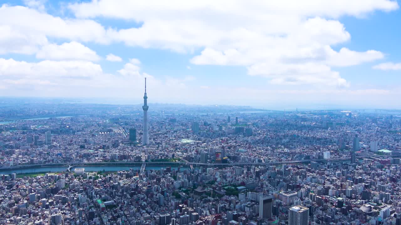 Central Tokyo aerial video taken by helicopter