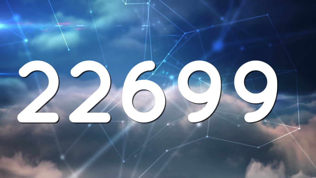 animación de números que cambian a través de la red de conexiones con las estadísticas