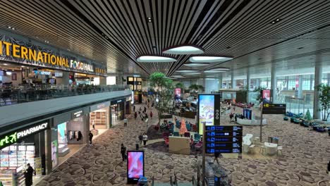 passengers navigating through a busy airport terminal.