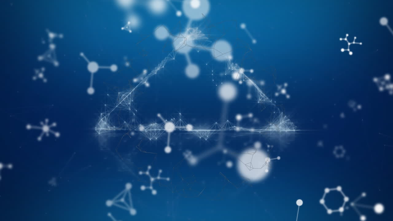 Animation of network of connections and molecules over blue background