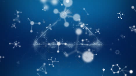 animation of network of connections and molecules over blue background