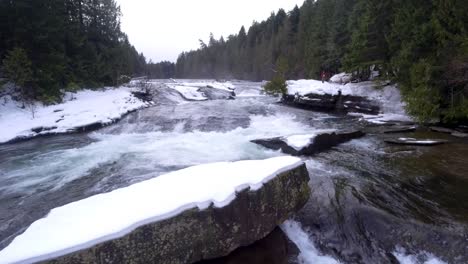 Aerial-View-of-Nymph-Falls-with-snow