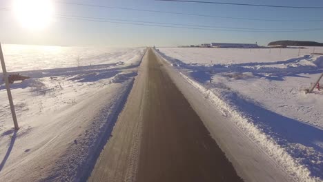 snowy country road in winter