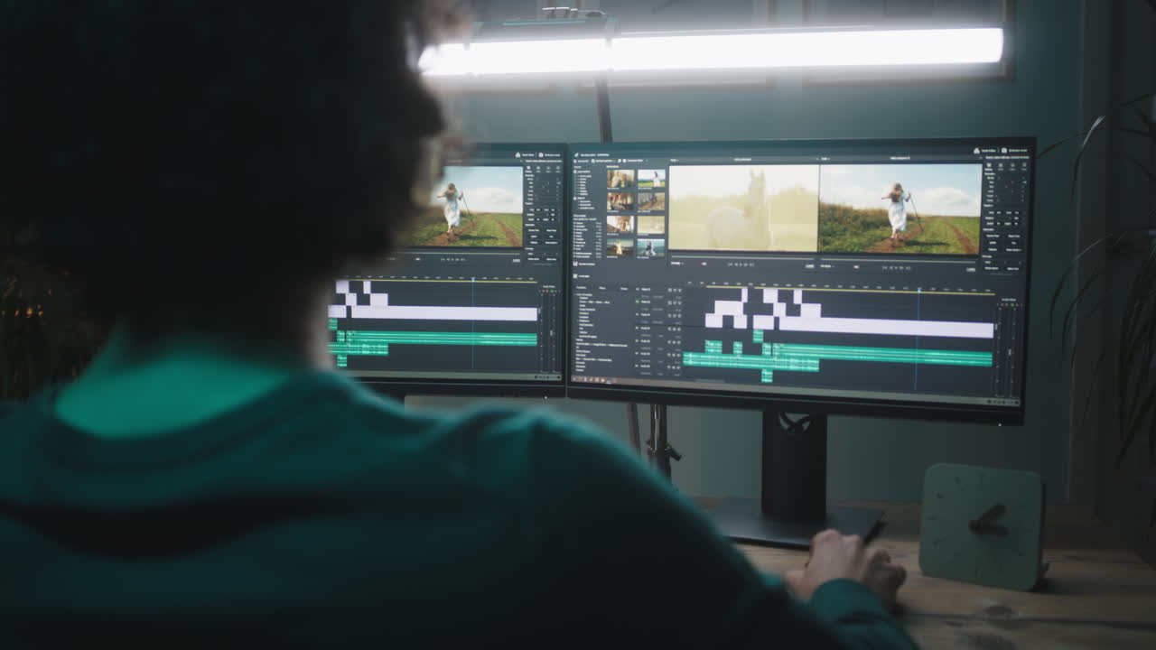 editor de video trabajando en un proyecto
