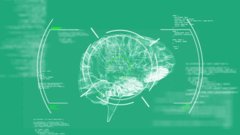 animation of scope scanning and data processing over brain