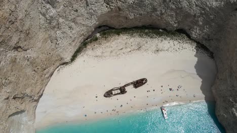 dreamlike bird's eye view of world's most famous beach in navagio, zakynthos, greece