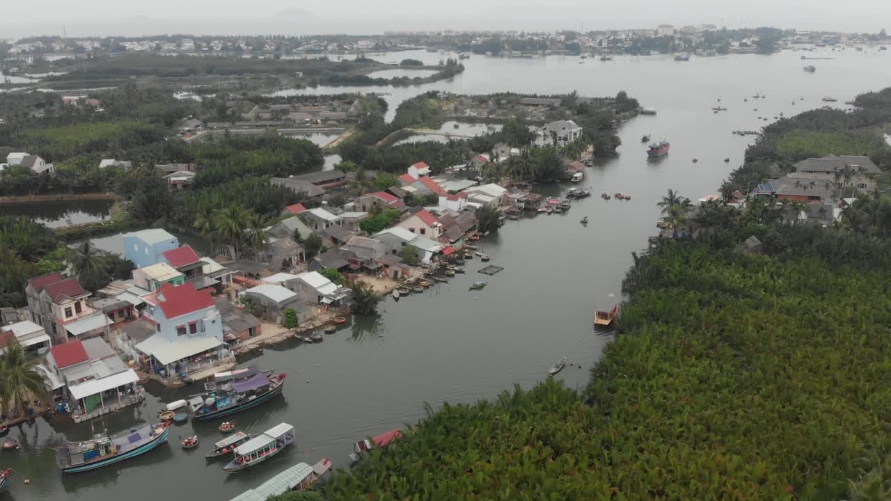 Aerial view of Cam Thanh village Vietnam during cloudy day