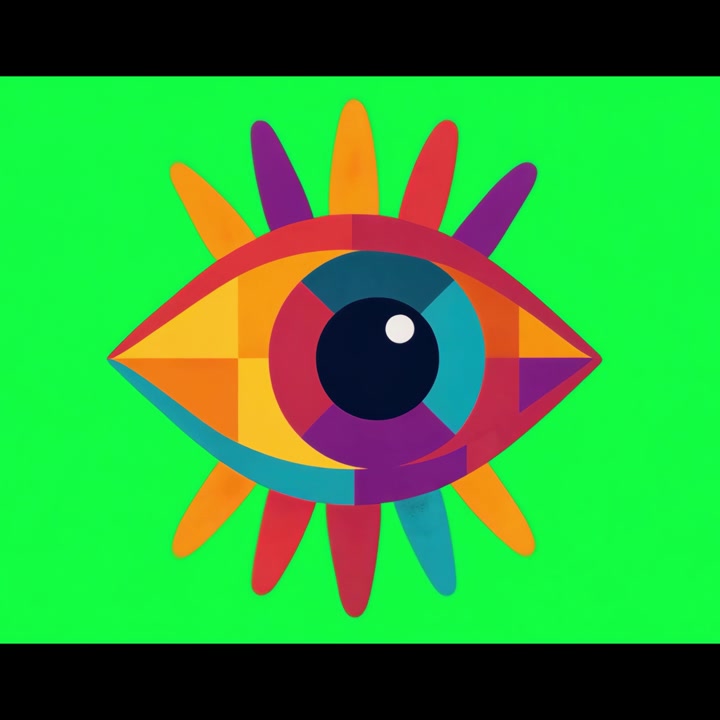Colorful Animated Blinking Eye on Green Screen