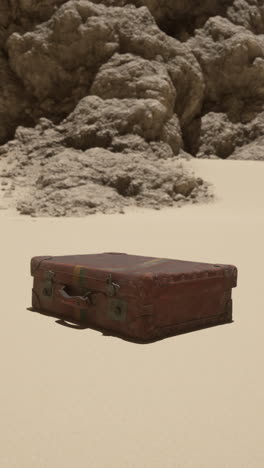 vintage suitcase in a desert landscape