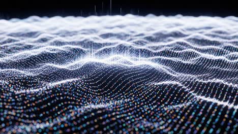 a mesmerizing display of light and motion: animated waves of digital particles creating a dynamic and captivating visual experience in a hypnotic realm