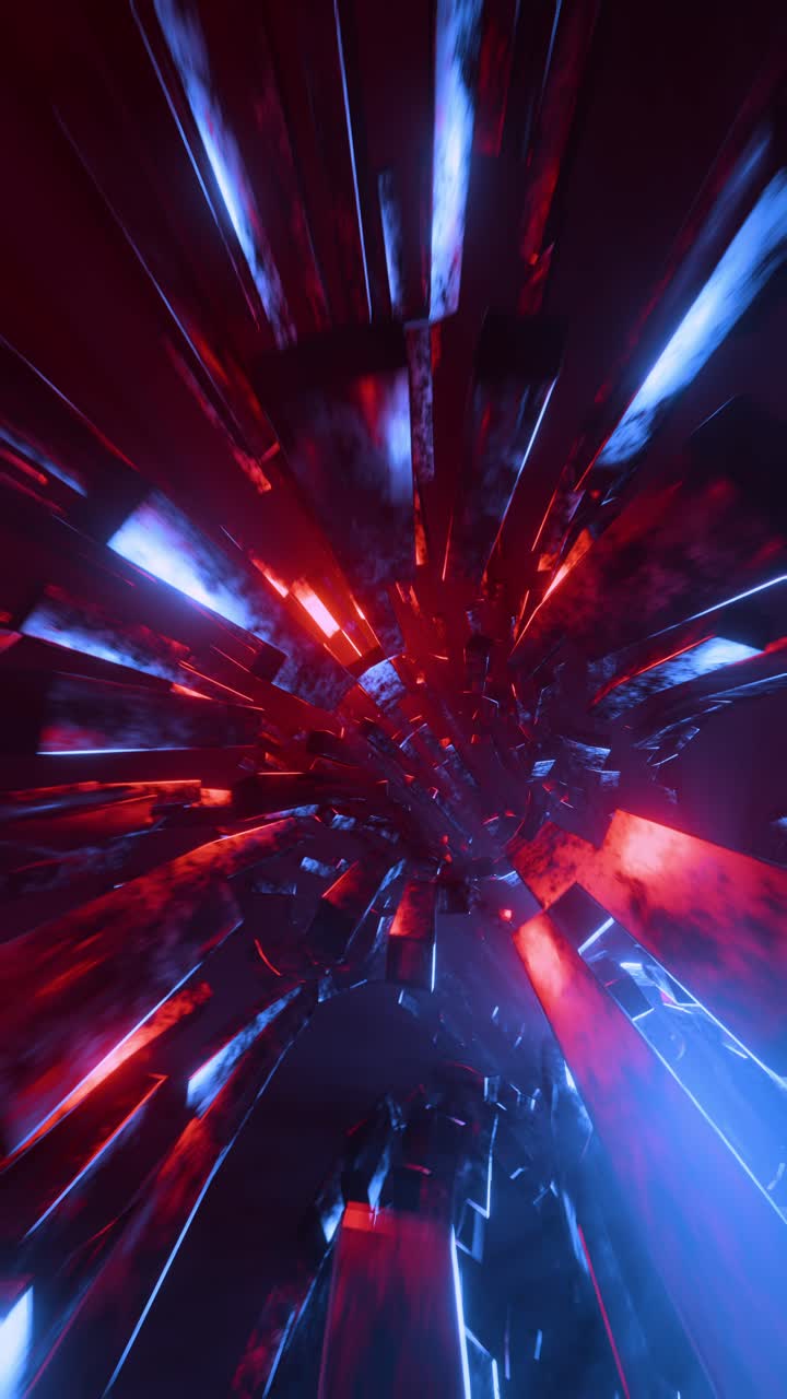 volando a través de un túnel en el espacio exterior. video en bucle vertical