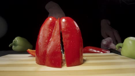 Cutting a Red Bell Pepper