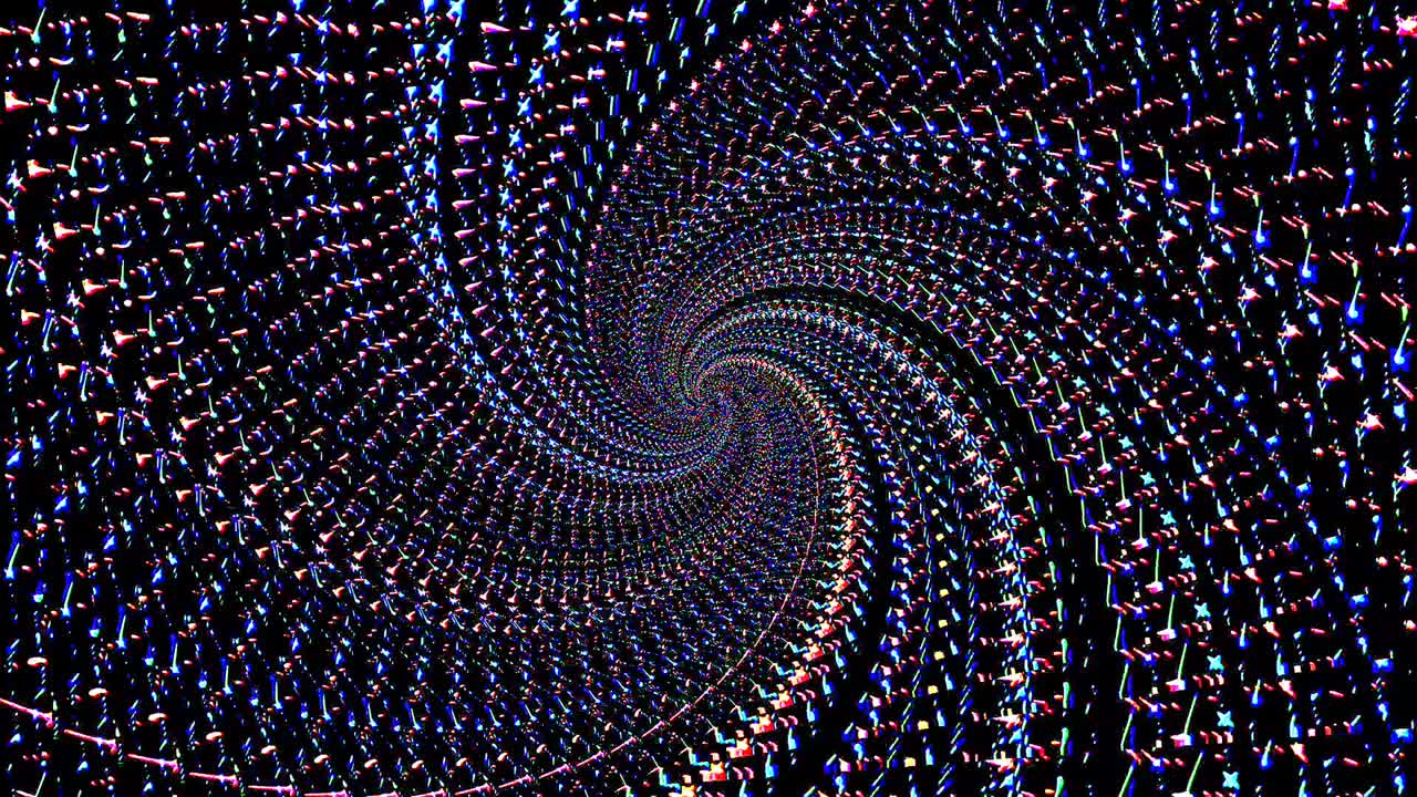 líneas circulares giratorias abstracto multicolor caleidoscopio fondo negro