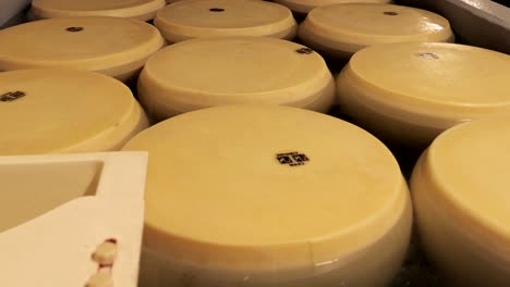 parmesan-käse, der in sole reift, parmigiano reggiano in salzwasser