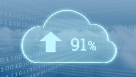 upload progress clouds and binary codes