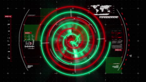 animación del escaneo del alcance sobre el procesamiento de datos sobre fondo negro