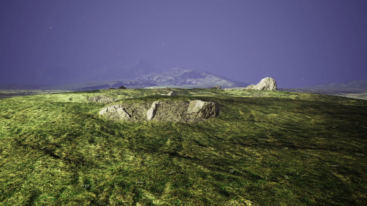Mountain Landscape with Rocks and Grass