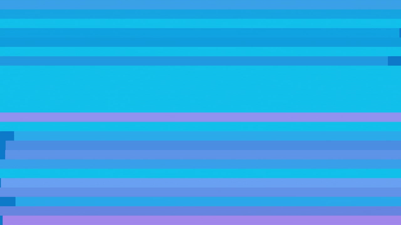 Abstrakti digitaalinen glitch-efekti sinisillä ja violeteilla vaakaviivoilla