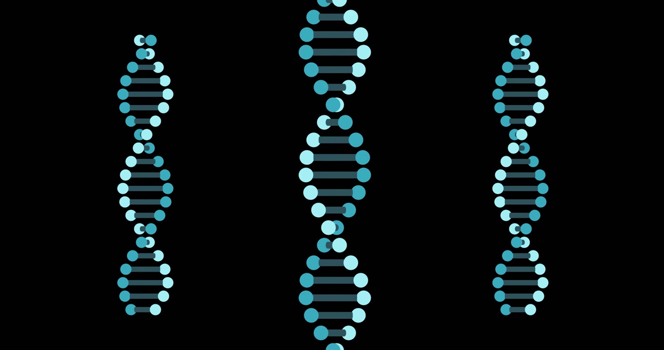 Animation of dna strands over black background