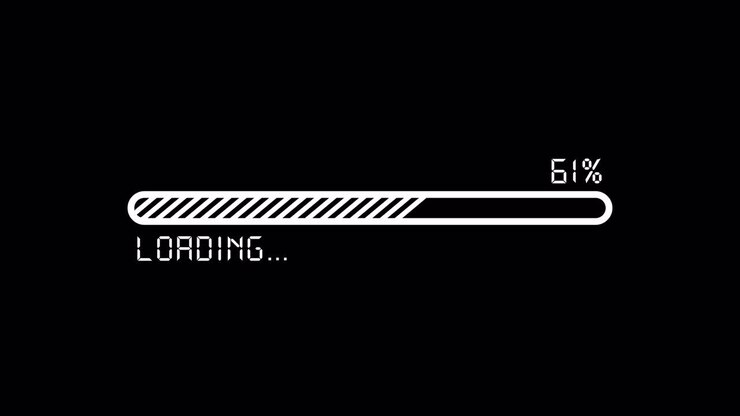Animazione della barra di caricamento retro pixelata su sfondo nero