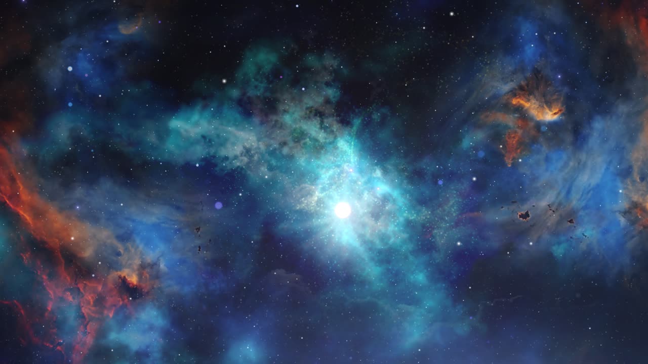 Vuelo espacial a una nebulosa en el universo profundo, universo 4K