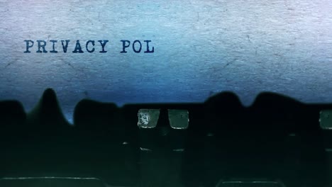 privacy policy word closeup being typing and centered on a sheet of paper on old vintage typewriter
