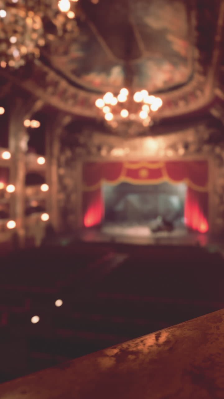 A view of the stage from the balcony of a grand opera house