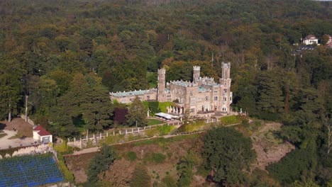 grand majestic castle by tranquil river