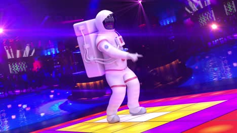 astronauta bailando en un escenario de discoteca - cámara moviéndose alrededor