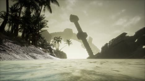 ufo crashed in the ocean near tropical island