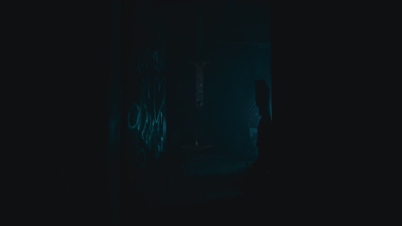 Dark Abandoned Corridor with Graffiti